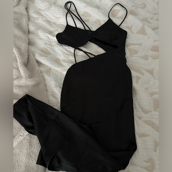 Zara Satin Effect Cutout Midi Dress black Blogger fave strappy - Picture 2 of 9